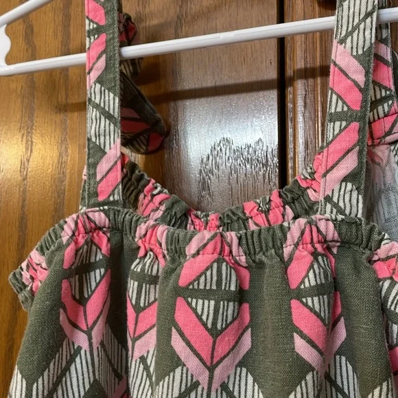 CARTERS UGC Girls Size 6 Pink Green Geometric Tank Top Bow detail - Picture 9 of 9